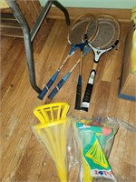 3 Vintage Badminton & a Tennis Racquet and 3 Pop a