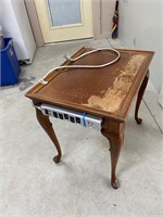 Wood end table with power strip