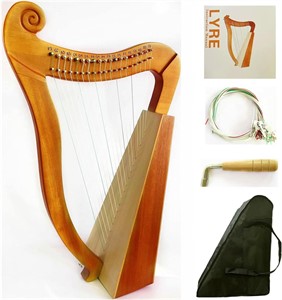19-String Mahogany Harp with Gig Bag