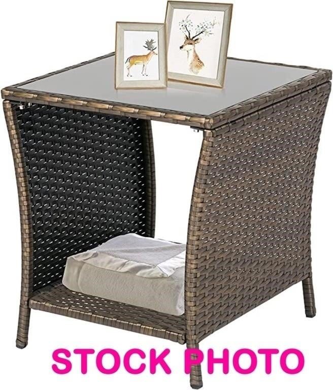 Kimsunny rattan end table, m#RTET902N, color is