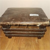 Vintage Wood Foot Stool - approx 14" x 10" x 9.5"