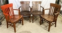 NO SHIPPING: 4pc vintage wood chairs