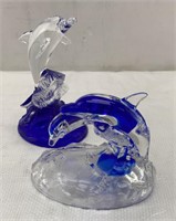 Glass dolphin sculptures 6x4in