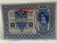 1902 Austria uncirculated 1000 Kronen bill