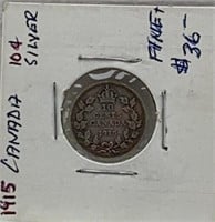 Canada 1915 10 cents silver coin