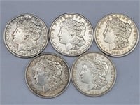 (5) 1921 Morgan Silver Dollars - AU & XF