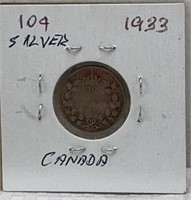 Canada 1913 10 cents silver coin