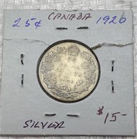 Canada 1920 - 25 cents silver coin