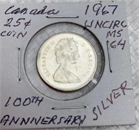 Canada 1967 - 25 cents silver coin - 100th