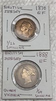1870 and 1888 British coins -!1/24 and 1/26 of