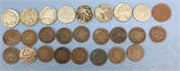 (17) Indian Cents + Assorted Nickels