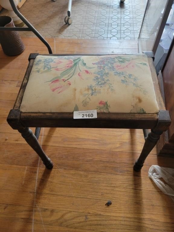 Vintage Printed Cushioned Bench / Vanity Stool