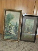 2 Vintage Framed Outdoor Prints - approx 23" x 13"