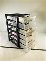 6 drawer storage full of crafting supplies