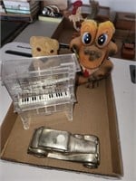 Vintage Metal Car, Plastic Piano, Dog & Frog Banks