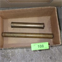 2 SOLID BRASS RODS  1" x 9 3/4" & 1 1/8" x 6 1/2"