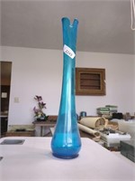Vintage Blue Glass Vase - approx. 21" tall