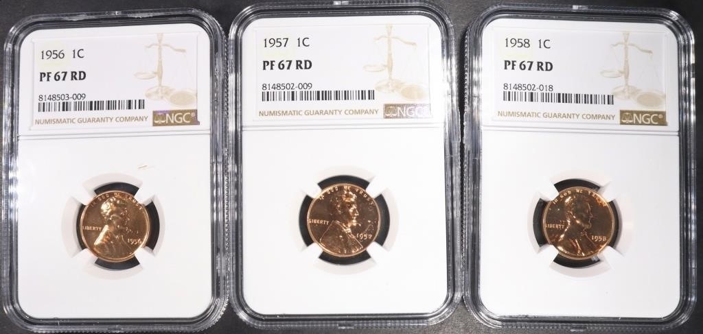 1956-1958 LINCOLN CENTS NGC PF67 RD