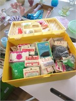 Sewing box full of crafts & lots of beads
