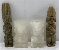Carved Alabaster Marble Onyx Stone Tiki Aztec