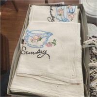 Vintage Embroidered Tea Towels - Sunday thru