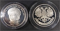 (2) 1 OZ .999 SILVER FOREIGN ROUNDS