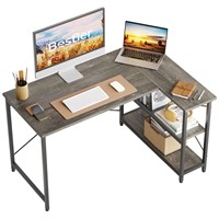 Bestier Small L Shaped Desk with Storage Shelves 4