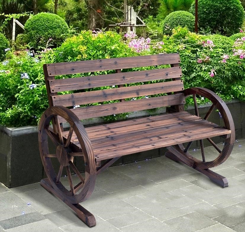 $189 Outsunny rustic 41” wagon wheel bench