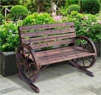 $189 Outsunny rustic 41” wagon wheel bench