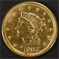1902 $2.5 GOLD LIBERTY AU/BU