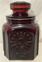 1960's Ruby red glass candy jar/ canister.