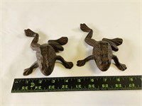 2pcs metal frog statues