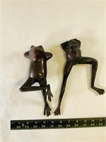 2pcs metal frog statues