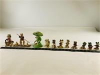 Collection of frog statues made of sea shells