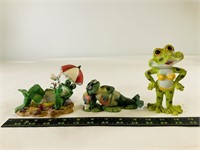 3pcs ceramic frog decorative statues