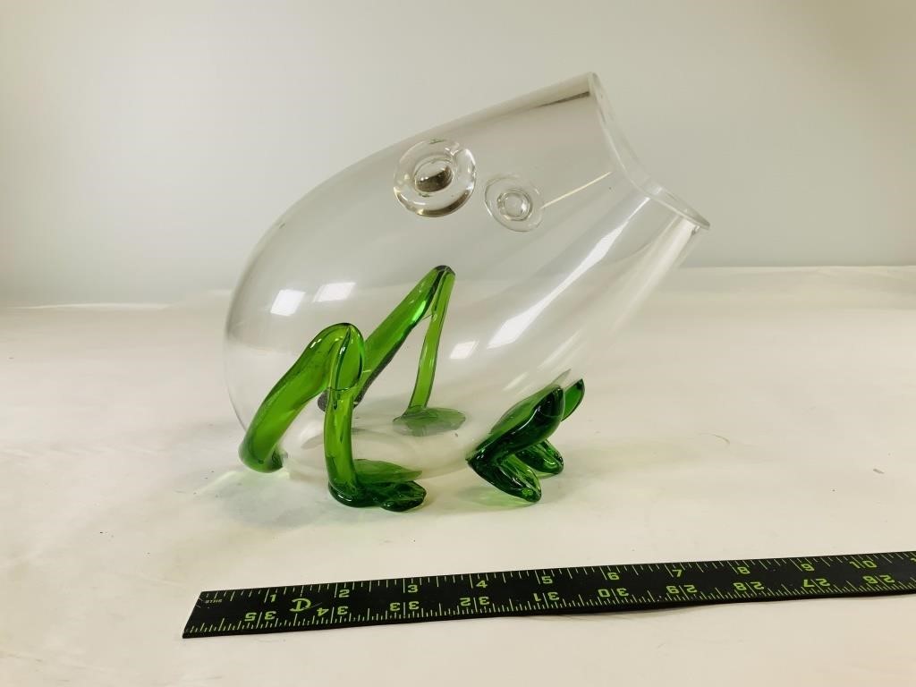 Blown glass frog candy bowl