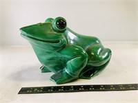 Large painted ceramic frog statue
