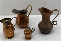 Vintage copper and brass decorative set - 4in