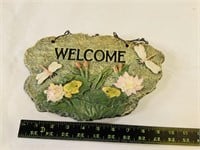 Ceramic hanging frog welcome sign