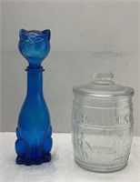 14.5in- animal figure blue bottle/ peanuts jar