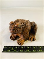 Wooden carved toad