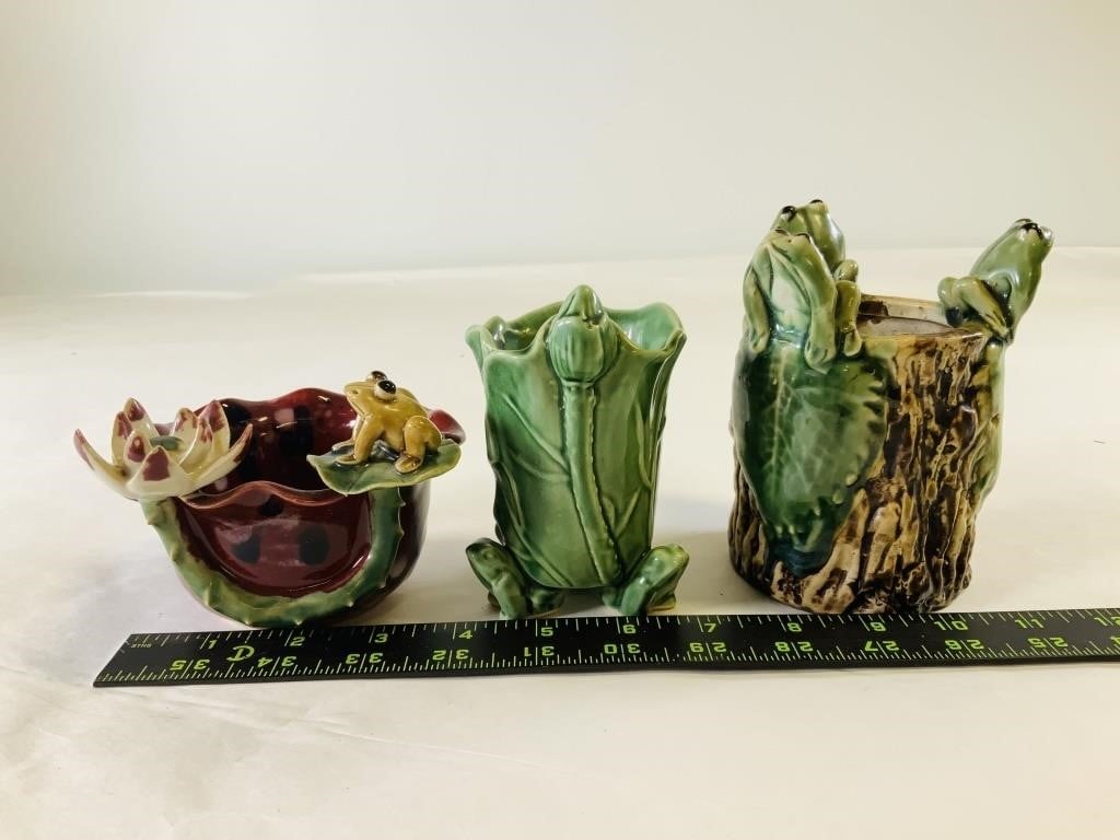 3pcs ceramic frog planters