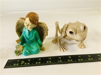 Angel frog statue with skeleton frog
