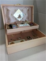 Vtg Jewelry box, Jeopardy watch, and costume