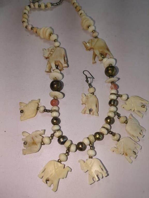 Elephant Necklace and one earring