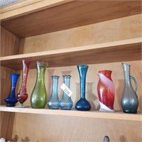 Vintage Colored Vases - Lot of 8