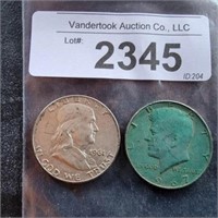 1961 Silver Franklin & 1967 Kennedy Half Dollar