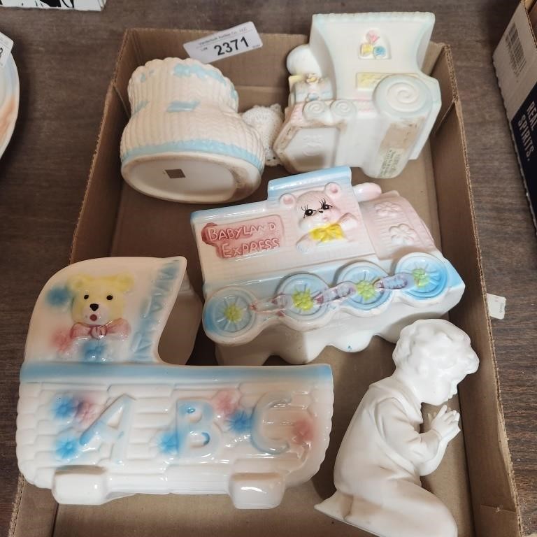 Vintage Pottery Baby Vases & more - Trains , Baby