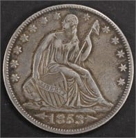 1853-O SEATED LIBERTY HALF DOLLAR XF/AU