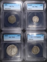 (4) ICG GRADED COINS